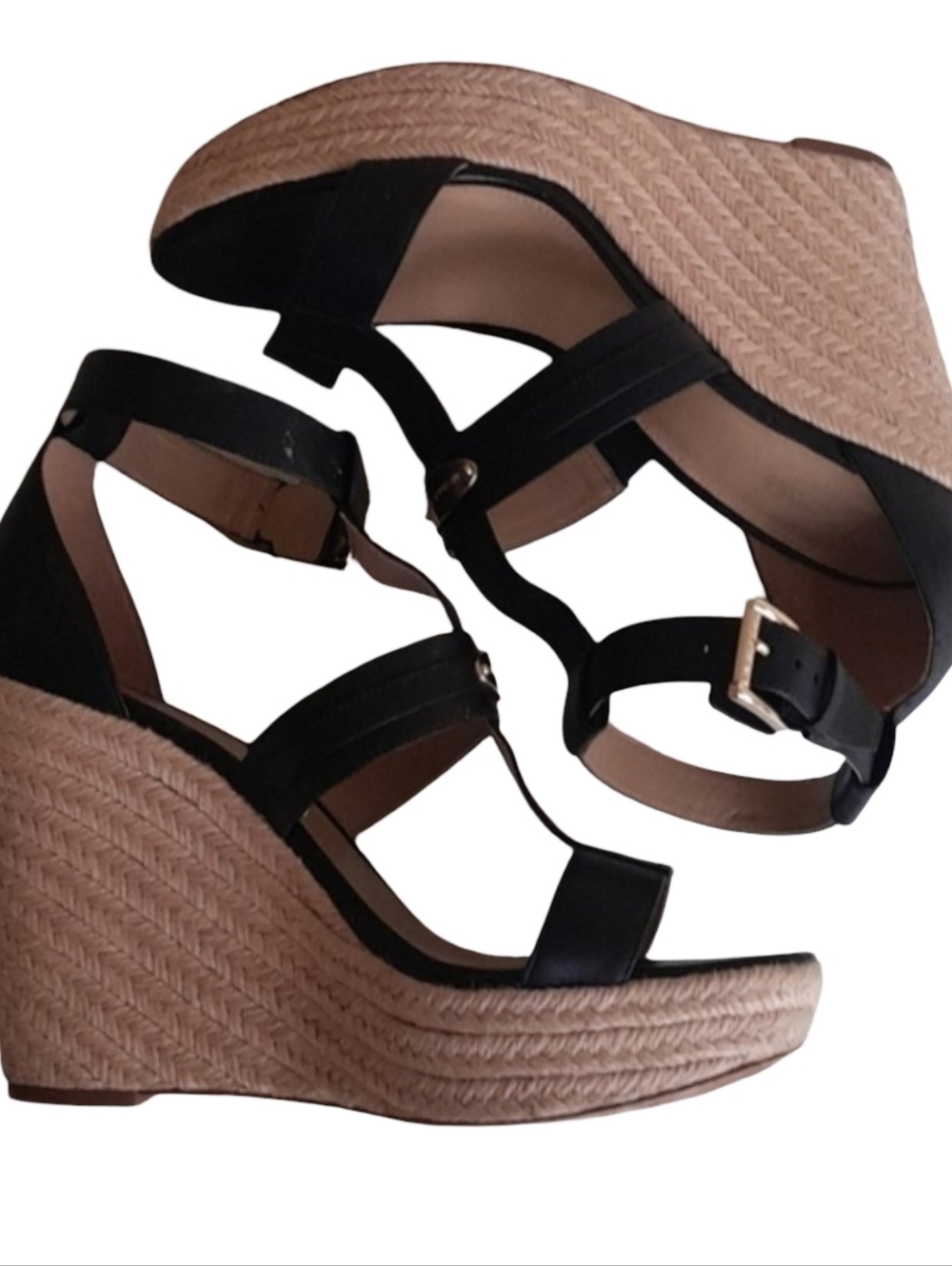 Michael Kors Finley Espadrille Wedge Sandals Black Size 6 - Picture 10 of 13